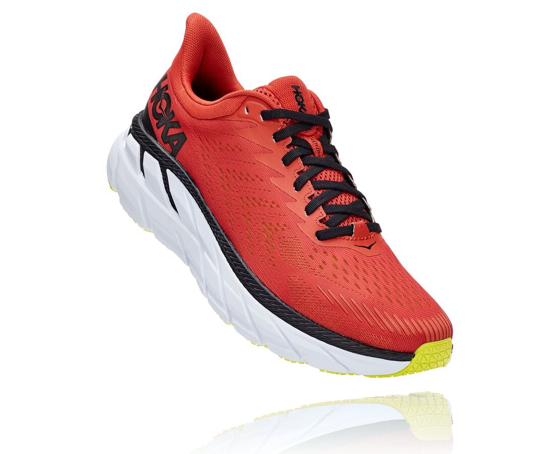 Hoka One One Clifton 7 Philippines - Men's Wide Running Shoes - Red / Black | CQ1604872